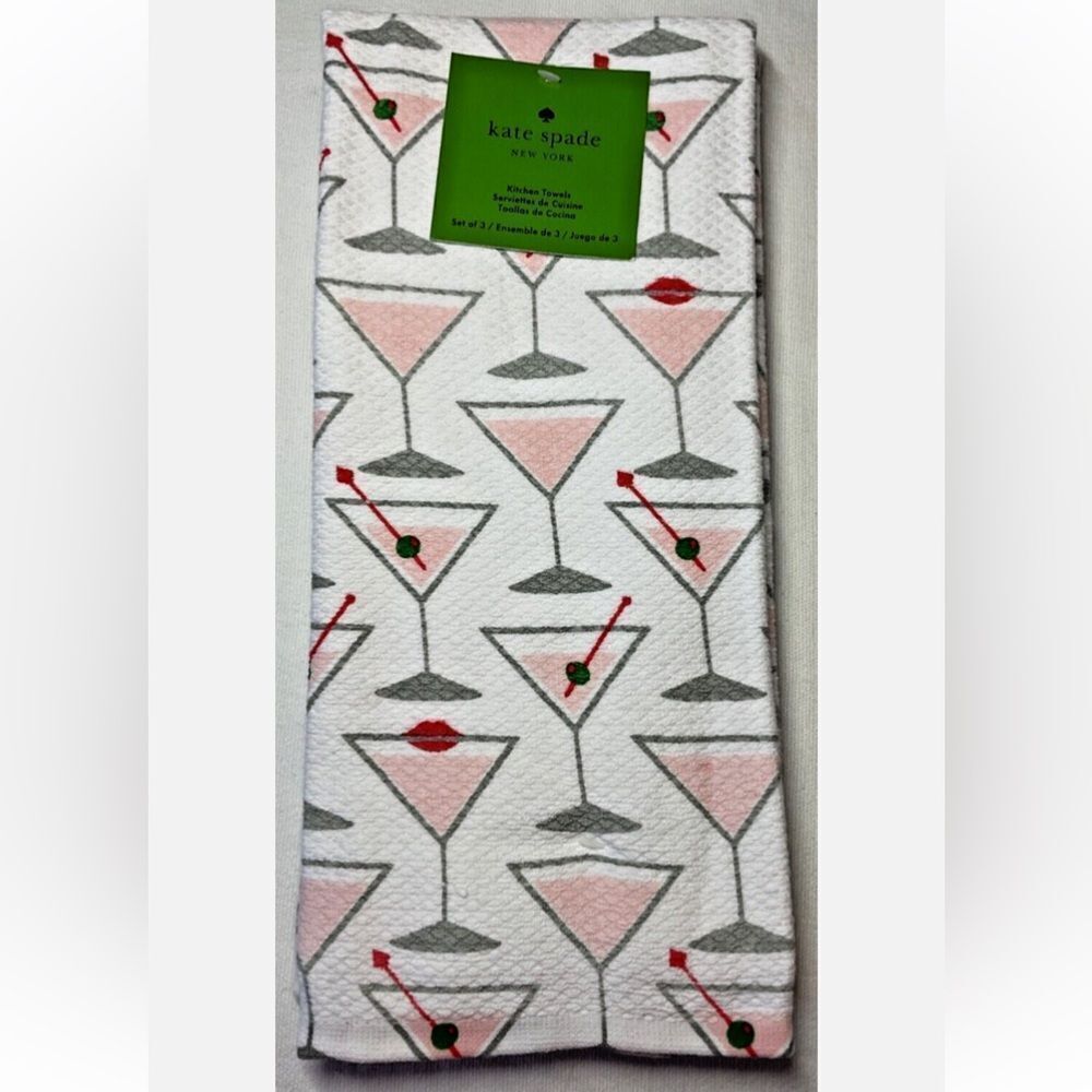 Kate Spade Dish Towels Set of Three in Martini Print!